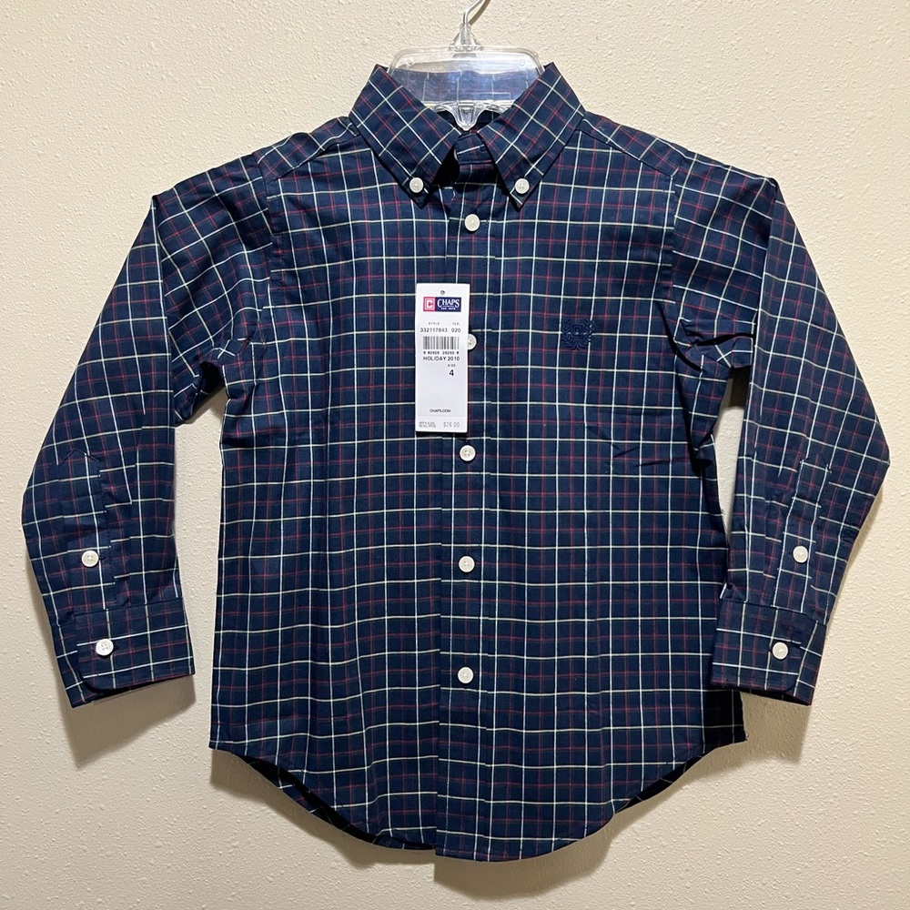 Chaps plaid button down shirt Youth size 4
